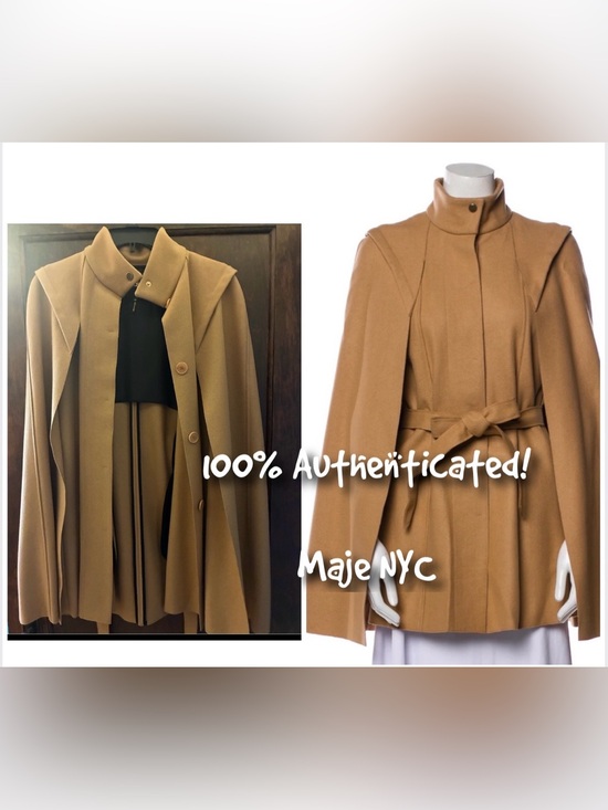 Maje Jackets & Blazers - NWOT Maje NYC Wool Luxury Cape in Camel Lined with Waist Tie Size 4-6 (Small)